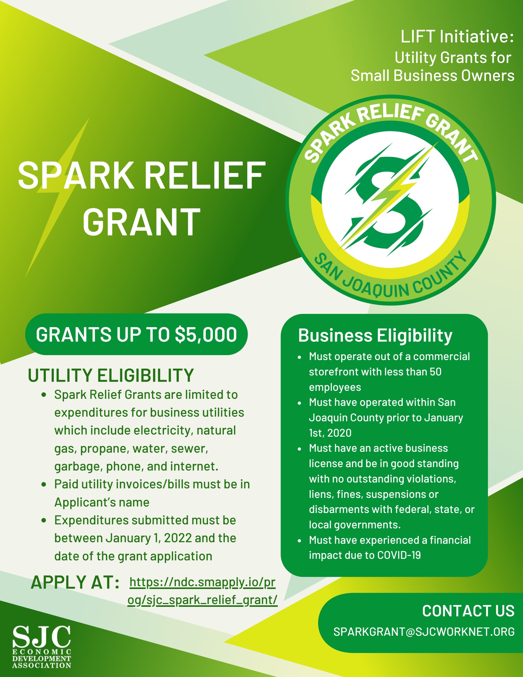 San Joaquin County Lift Initiative & Spark Utility Relief Grant Program